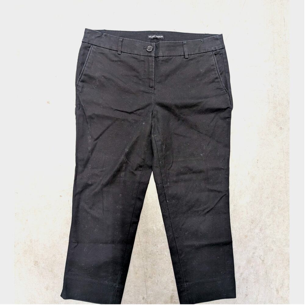 Hilary Radley Black Straight Leg Stretch Trousers Size 10 Professional Work Wear
